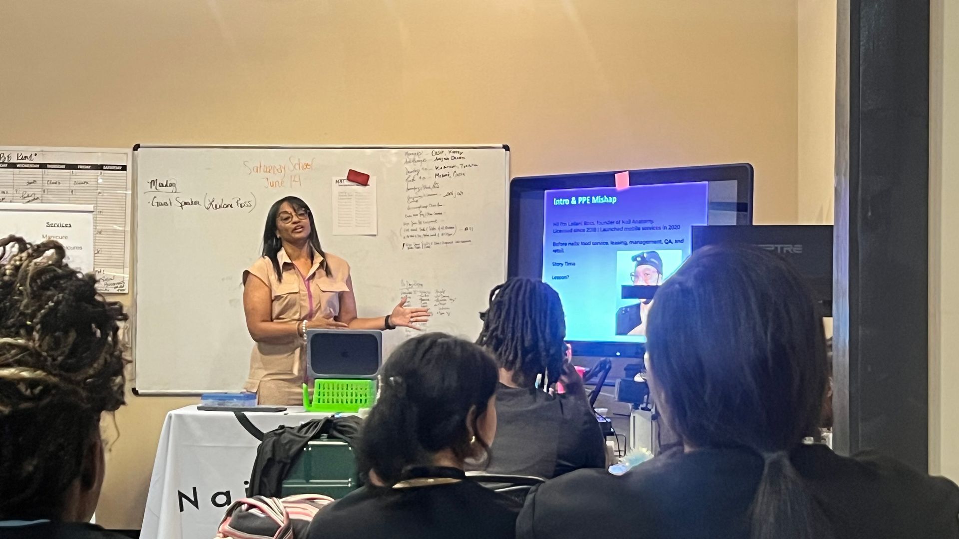 Leilani Ross speaking to students during the Beyond the Polish workshop